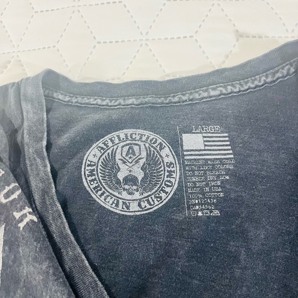 Affliction Wmns V Neck Tshirt Garage Built Motors Built For Speed Acid Gray Pink - Picture 2 of 4